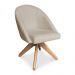 Kit 04 Poltronas Cadeira Giratória Bela Suede Bege Base de Madeira - Pallazio