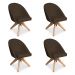 Kit 04 Poltronas Cadeira Giratória Bela Suede Marrom Base de Madeira - Pallazio