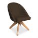 Kit 04 Poltronas Cadeira Giratória Bela Suede Marrom Base de Madeira - Pallazio