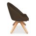Kit 04 Poltronas Cadeira Giratória Bela Suede Marrom Base de Madeira - Pallazio