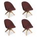 Kit 04 Poltronas Cadeira Giratória Bela Suede Marsala Base de Madeira - Pallazio