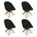 Kit 04 Poltronas Cadeira Giratória Bela Suede Preto Base de Madeira - Pallazio