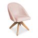 Kit 04 Poltronas Cadeira Giratória Bela Suede Rosa Bebê Base de Madeira - Pallazio
