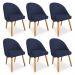 Kit 06 Cadeiras Jantar Bela Suede Azul Marinho Pés Palito Castanho - Pallazio