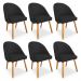 Kit 06 Cadeiras Jantar Bela Suede Preto Pés Palito Castanho - Pallazio