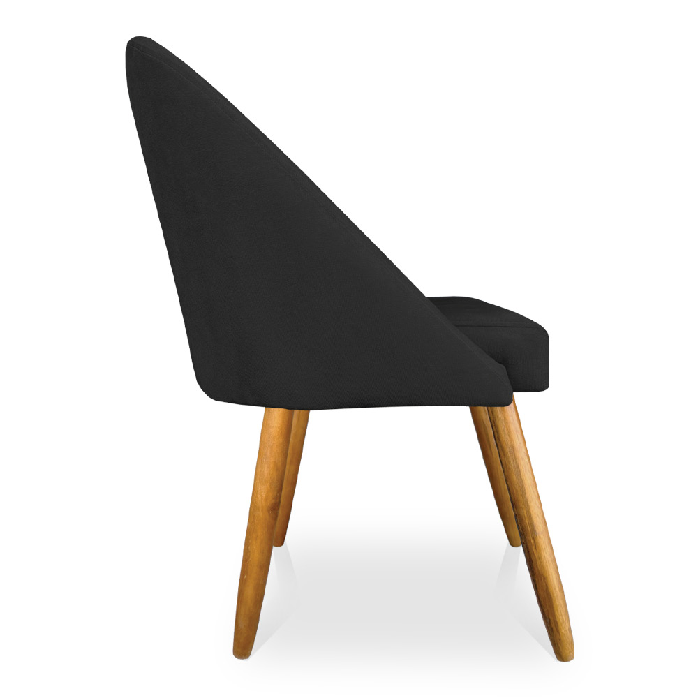 Kit 06 Cadeiras Jantar Bela Suede Preto Pés Palito Castanho - Pallazio