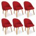 Kit 06 Cadeiras Jantar Bela Suede Vermelho Pés Palito Castanho - Pallazio