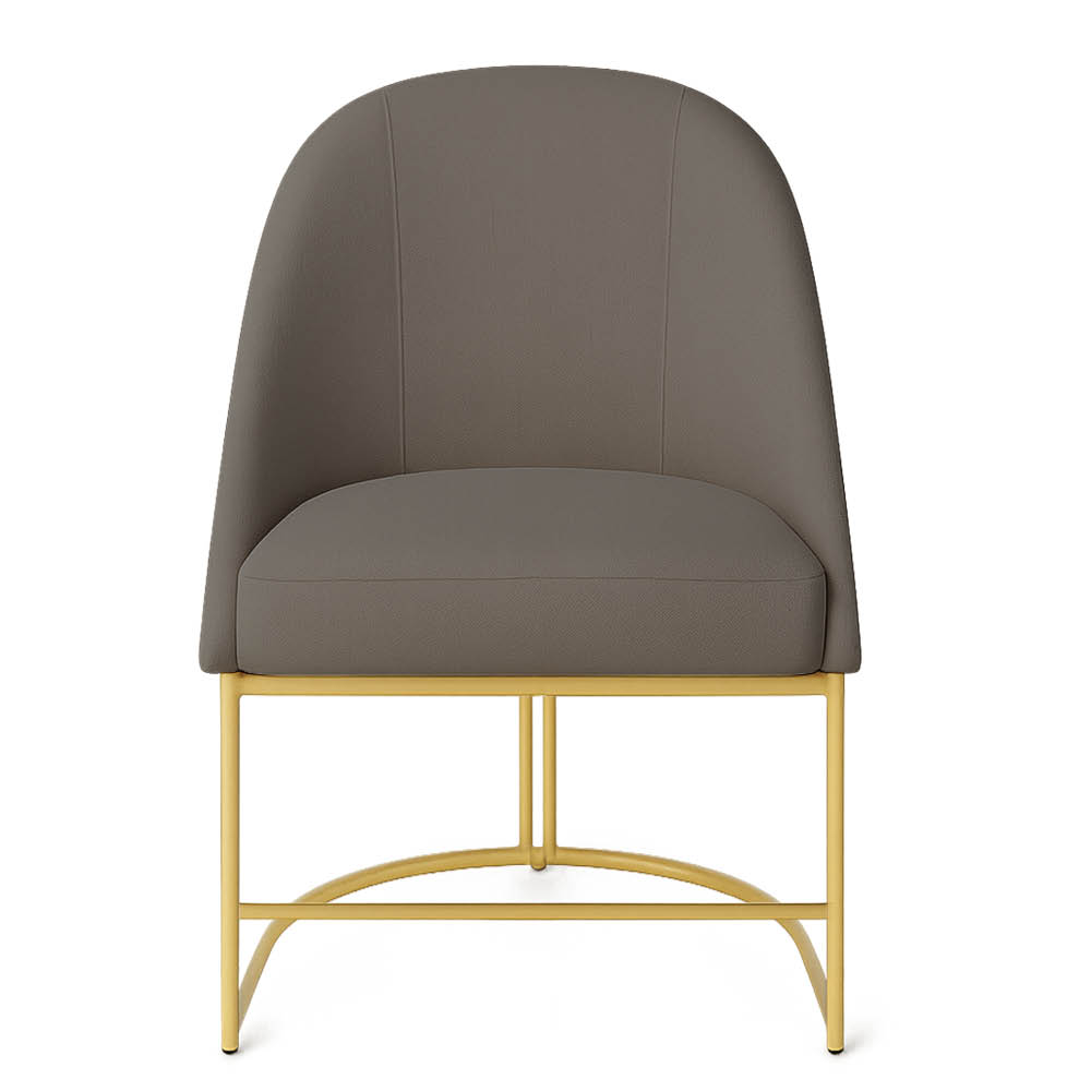 Kit 06 Cadeiras Poltrona de Jantar Bela Corano Nozes e Linho Grafite Base Metálica Industrial Dourado - Pallazio