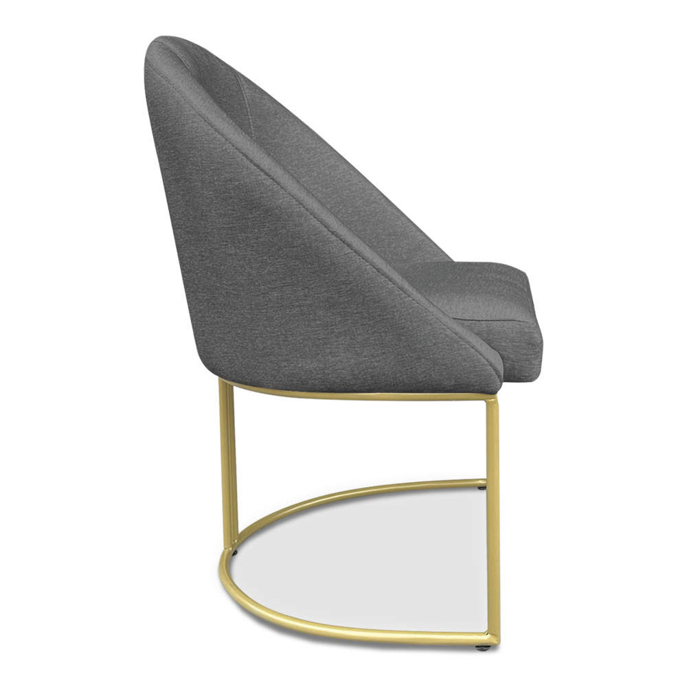 Kit 06 Cadeiras Poltrona de Jantar Bela Linho Grafite Base Metálica Industrial Dourado - Pallazio