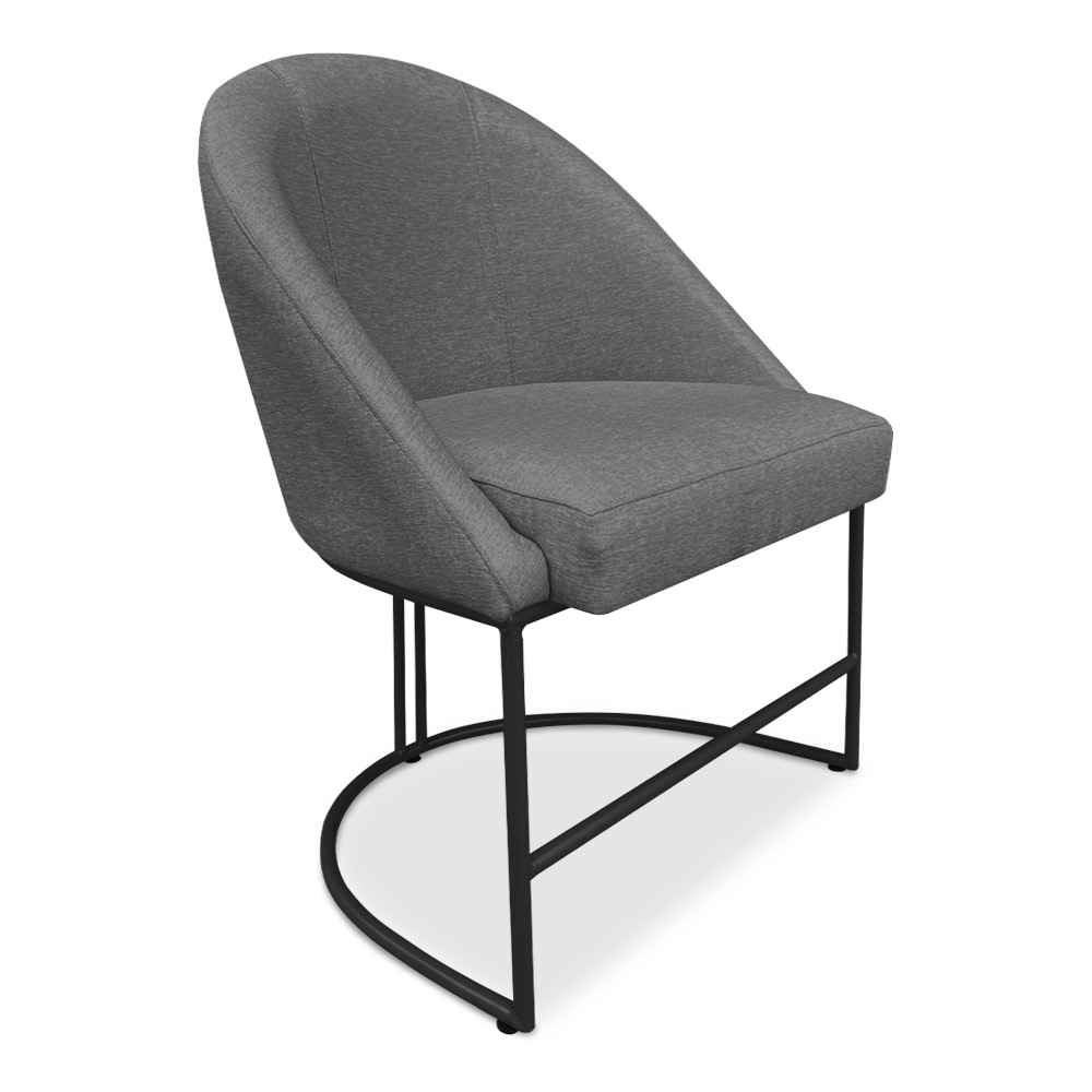Kit 06 Cadeiras Poltrona de Jantar Bela Linho Grafite Base Metálica Industrial Preto - Pallazio