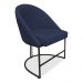 Kit 06 Cadeiras Poltrona de Jantar Bela Suede Azul Marinho Base Metálica Industrial Preto - Pallazio