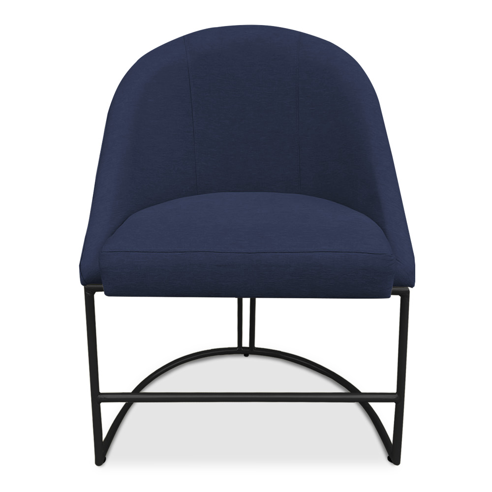 Kit 06 Cadeiras Poltrona de Jantar Bela Suede Azul Marinho Base Metálica Industrial Preto - Pallazio