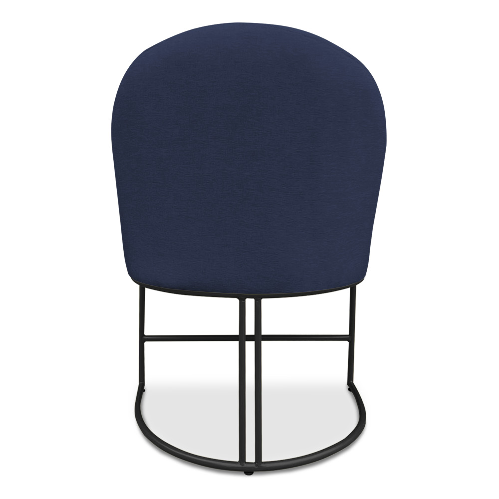 Kit 06 Cadeiras Poltrona de Jantar Bela Suede Azul Marinho Base Metálica Industrial Preto - Pallazio