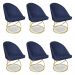 Kit 06 Cadeiras Poltrona de Jantar Bela Suede Azul Marinho Base Metálica Luxo Dourado - Pallazio
