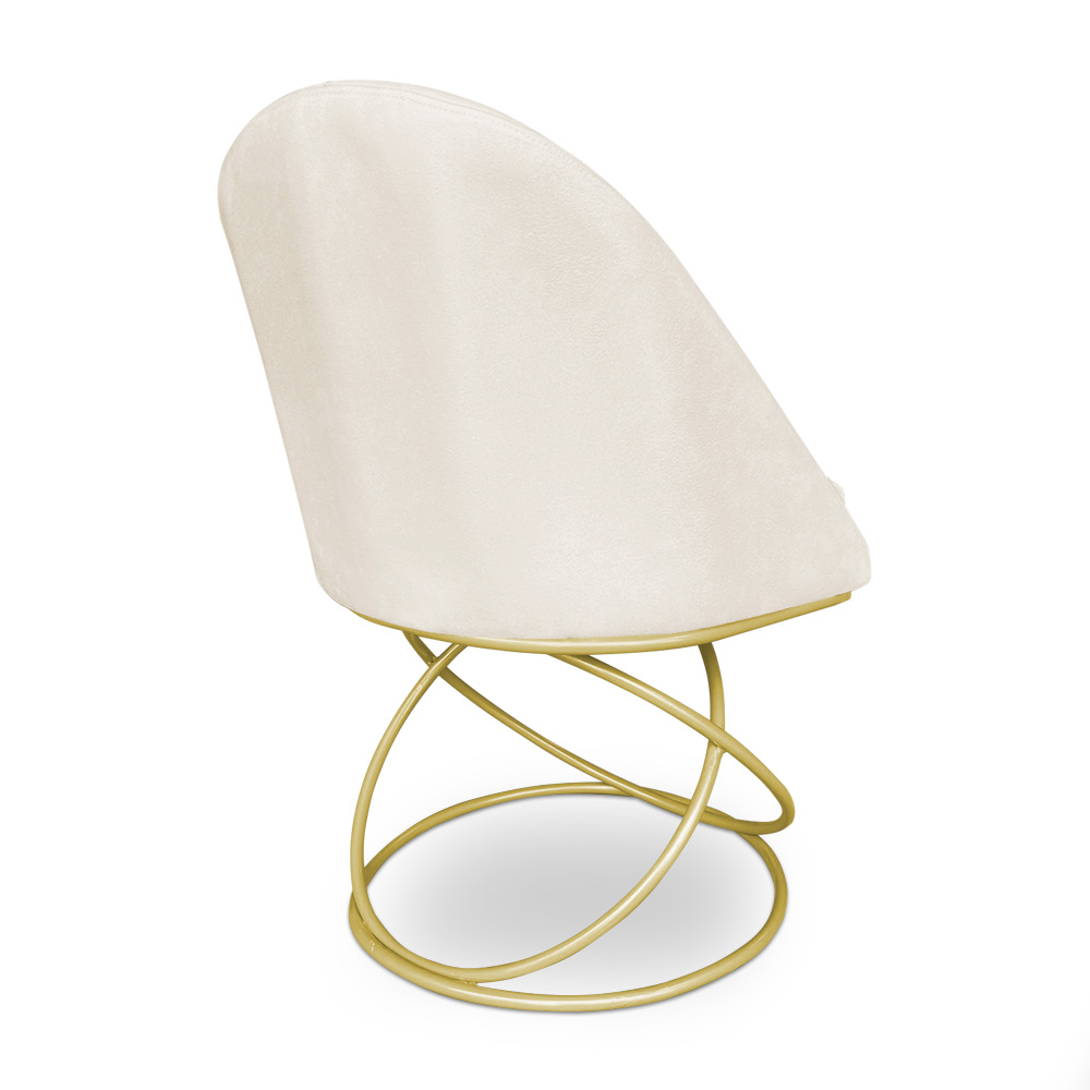 Kit 06 Cadeiras Poltrona de Jantar Bela Suede Bege Base Metálica Luxo Dourado - Pallazio