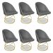 Kit 06 Cadeiras Poltrona de Jantar Bela Suede Grafite Base Metálica Luxo Dourado - Pallazio
