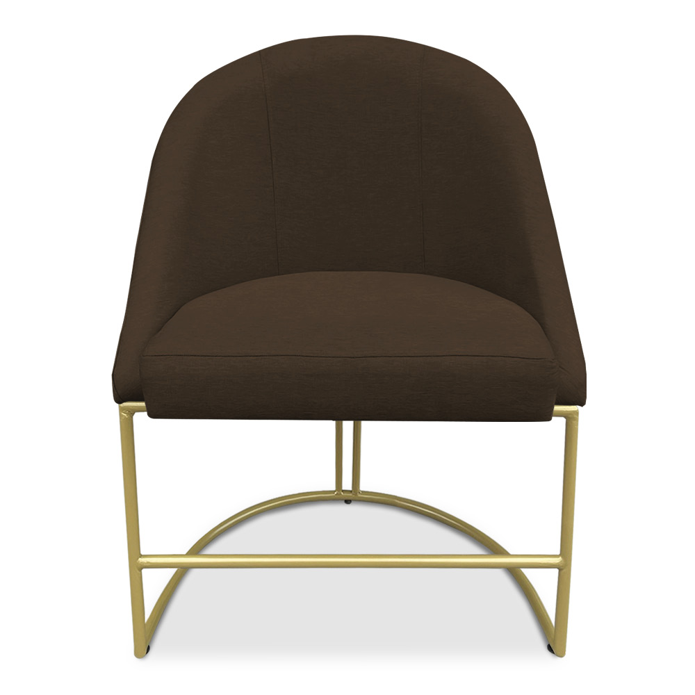 Kit 06 Cadeiras Poltrona de Jantar Bela Suede Marrom Base Metálica Industrial Dourado - Pallazio