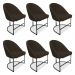 Kit 06 Cadeiras Poltrona de Jantar Bela Suede Marrom Base Metálica Industrial Preto - Pallazio