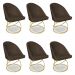 Kit 06 Cadeiras Poltrona de Jantar Bela Suede Marrom Base Metálica Luxo Dourado - Pallazio