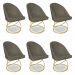 Kit 06 Cadeiras Poltrona de Jantar Bela Suede Marrom Rato Base Metálica Luxo Dourado - Pallazio