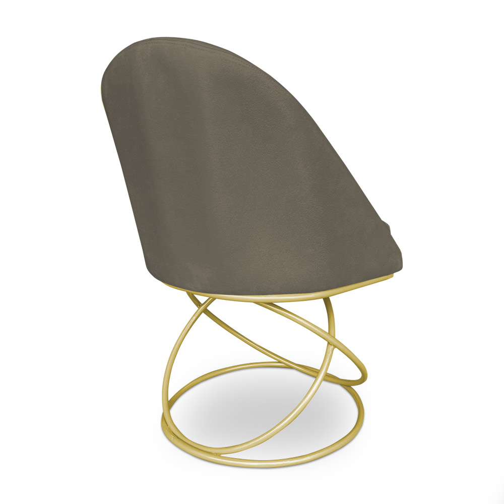 Kit 06 Cadeiras Poltrona de Jantar Bela Suede Marrom Rato Base Metálica Luxo Dourado - Pallazio