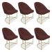 Kit 06 Cadeiras Poltrona de Jantar Bela Suede Marsala Base Metálica Industrial Dourado - Pallazio