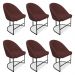 Kit 06 Cadeiras Poltrona de Jantar Bela Suede Marsala Base Metálica Industrial Preto - Pallazio