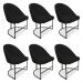 Kit 06 Cadeiras Poltrona de Jantar Bela Suede Preto Base Metálica Industrial Preto - Pallazio