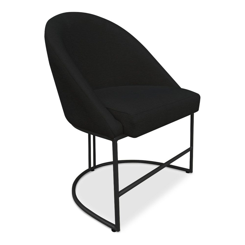 Kit 06 Cadeiras Poltrona de Jantar Bela Suede Preto Base Metálica Industrial Preto - Pallazio