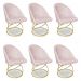 Kit 06 Cadeiras Poltrona de Jantar Bela Suede Rosa Bebê Base Metálica Luxo Dourado - Pallazio