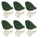 Kit 06 Cadeiras Poltrona de Jantar Bela Suede Verde Base Metálica Industrial Dourado - Pallazio