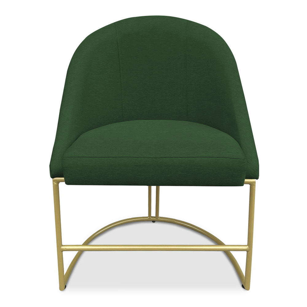 Kit 06 Cadeiras Poltrona de Jantar Bela Suede Verde Base Metálica Industrial Dourado - Pallazio