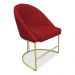 Kit 06 Cadeiras Poltrona de Jantar Bela Suede Vermelho Base Metálica Industrial Dourado - Pallazio