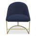 Kit 06 Cadeiras Poltrona de Jantar Bela Veludo Azul Marinho Base Metálica Industrial Dourado - Pallazio