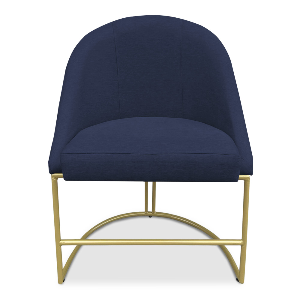 Kit 06 Cadeiras Poltrona de Jantar Bela Veludo Azul Marinho Base Metálica Industrial Dourado - Pallazio