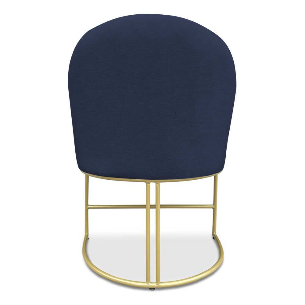 Kit 06 Cadeiras Poltrona de Jantar Bela Veludo Azul Marinho Base Metálica Industrial Dourado - Pallazio