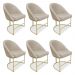 Kit 06 Cadeiras Poltrona de Jantar Bela Veludo Base Metálica Industrial Dourado - Pallazio