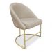 Kit 06 Cadeiras Poltrona de Jantar Bela Veludo Bege Base Metálica Industrial Dourado - Pallazio