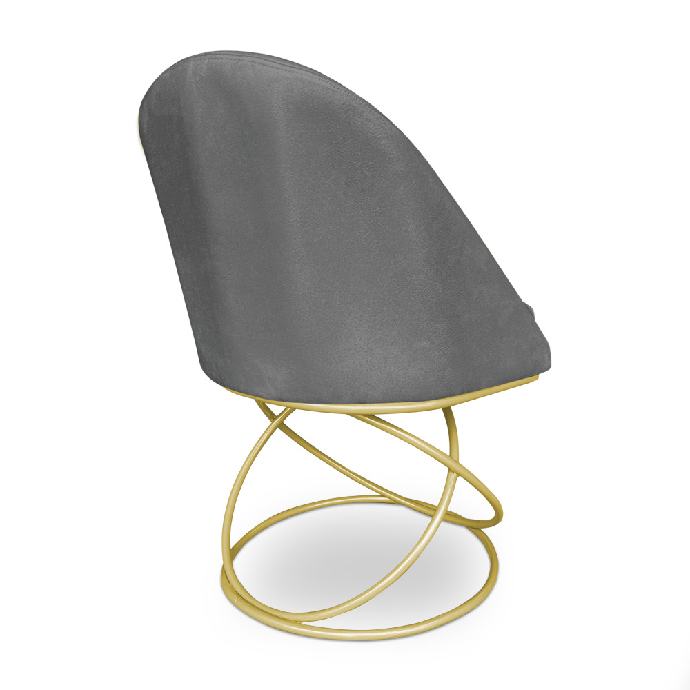 Kit 06 Cadeiras Poltrona de Jantar Bela Veludo Grafite Base Metálica Luxo Dourado - Pallazio