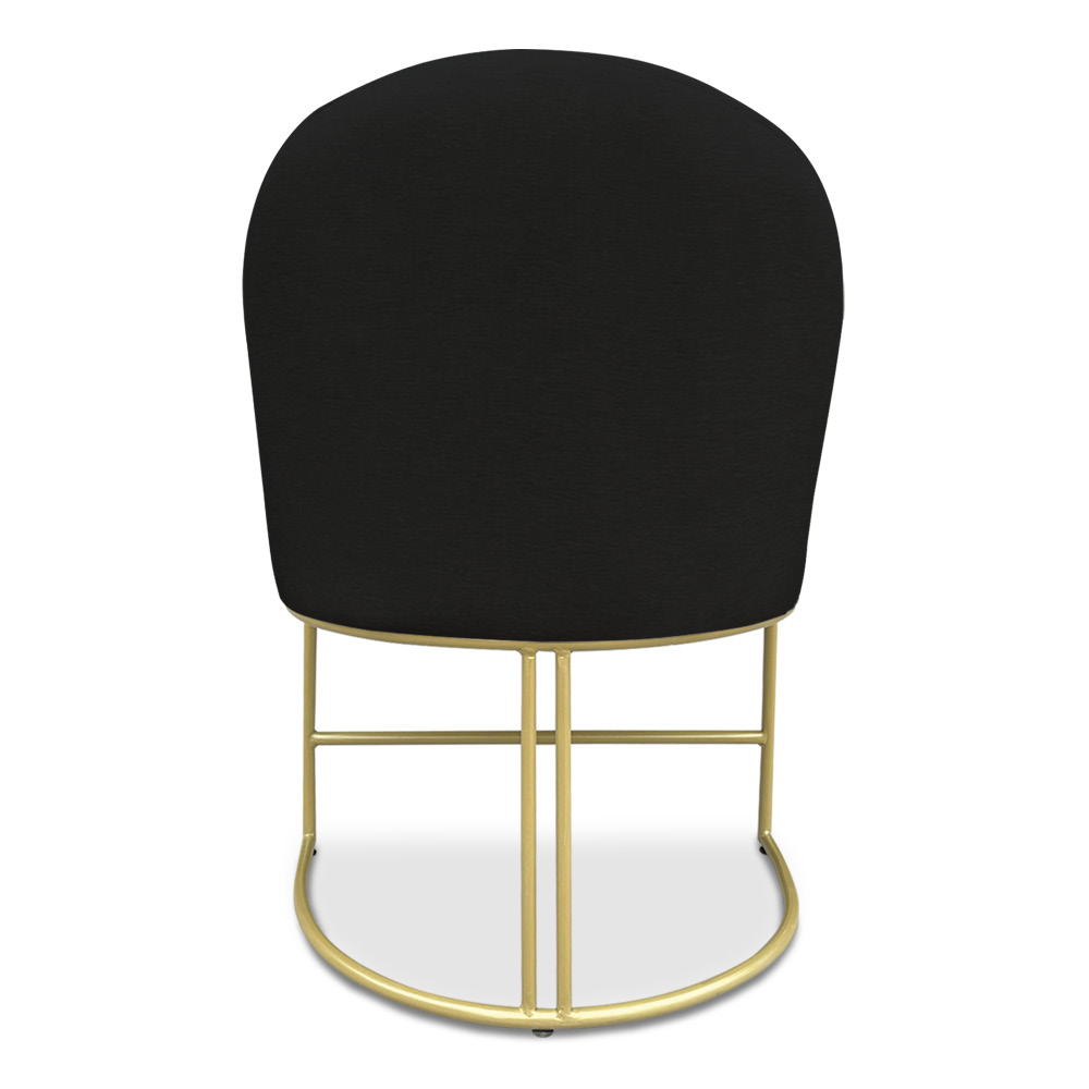 Kit 06 Cadeiras Poltrona de Jantar Bela Veludo Preto Base Metálica Industrial Dourado - Pallazio