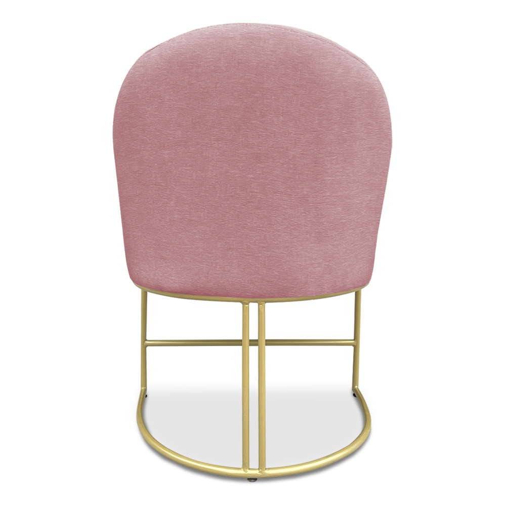 Kit 06 Cadeiras Poltrona de Jantar Bela Veludo Rosê Base Metálica Industrial Dourado - Pallazio