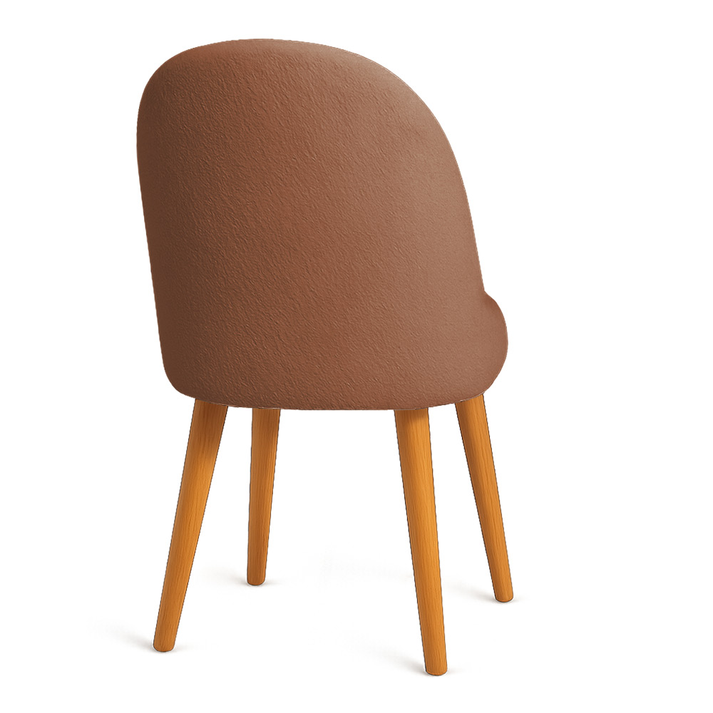 Kit 06 Cadeiras Poltrona de Jantar Estofada Luna Boucle Terracota Pés Palito Castanho - Pallazio