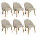 Kit 06 Cadeiras Poltrona de Jantar Luna Suede Capuccino Pés Palito Castanho - Pallazio