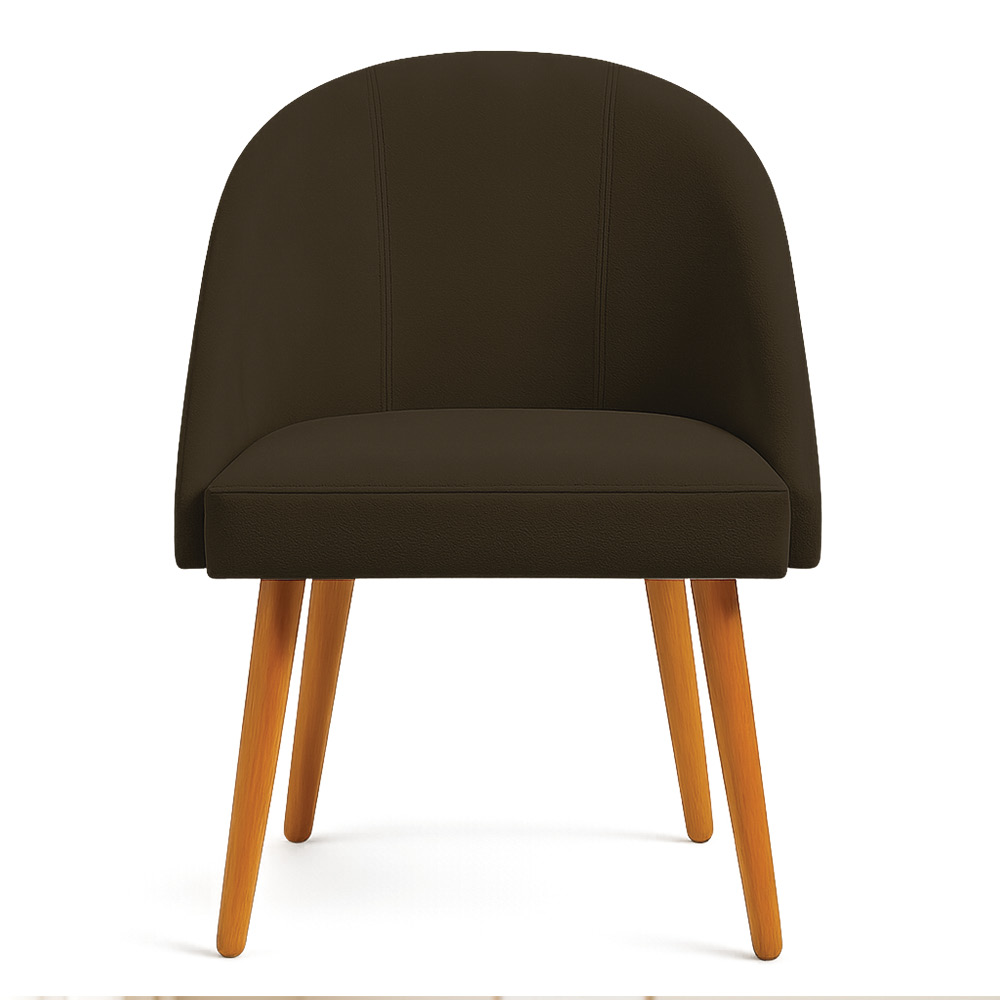 Kit 06 Cadeiras Poltrona de Jantar Luna Suede Marrom Pés Palito Castanho - Pallazio