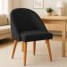 Kit 06 Cadeiras Poltrona de Jantar Luna Suede Preto Pés Palito Castanho - Pallazio