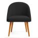 Kit 06 Cadeiras Poltrona de Jantar Luna Suede Preto Pés Palito Castanho - Pallazio