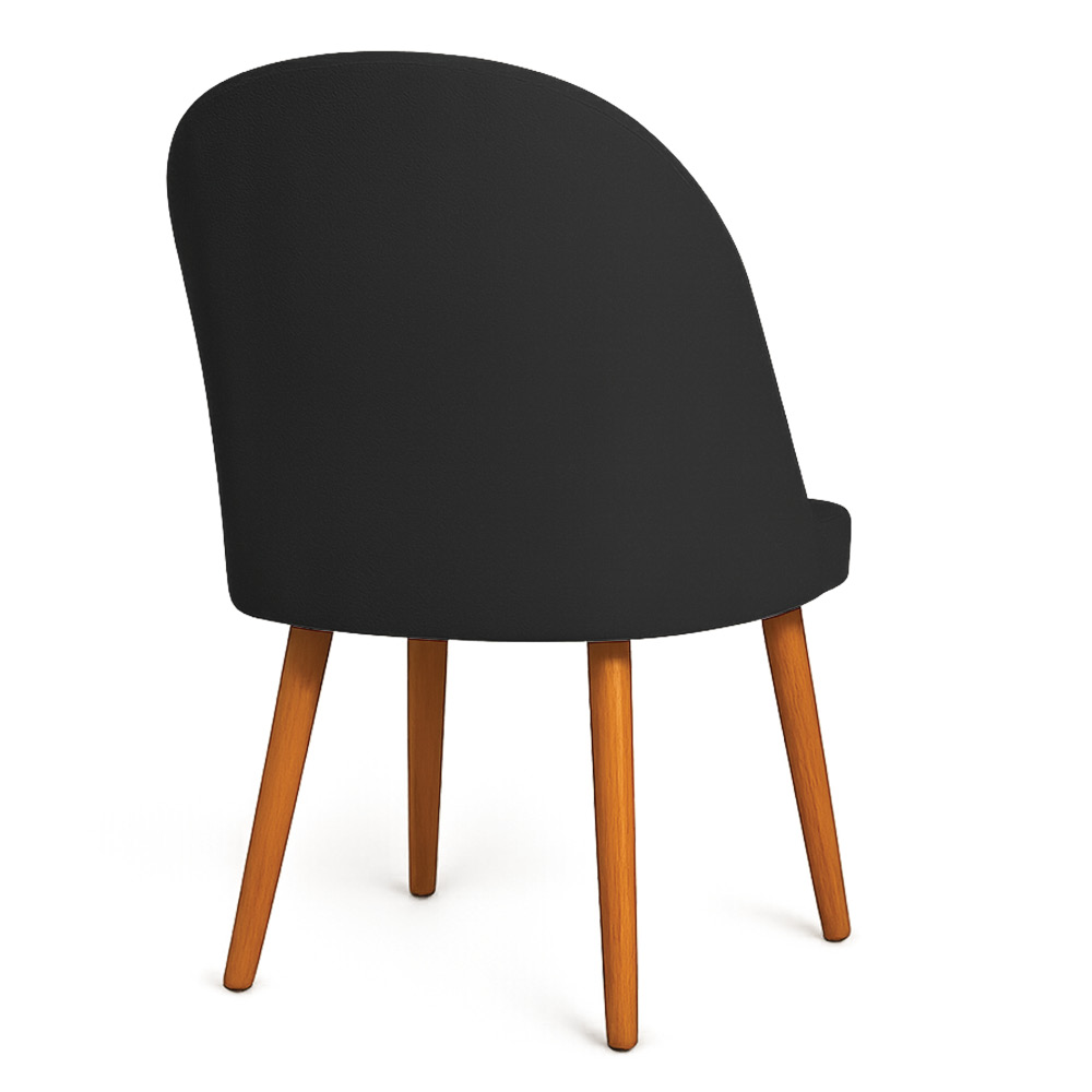 Kit 06 Cadeiras Poltrona de Jantar Luna Suede Preto Pés Palito Castanho - Pallazio