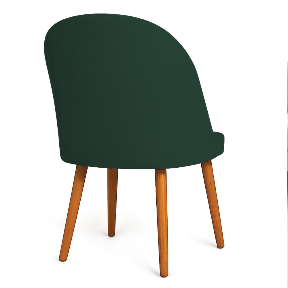 Kit 06 Cadeiras Poltrona de Jantar Luna Suede Verde Pés Palito Castanho - Pallazio