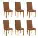 Kit 06 Cadeiras de Jantar Estofada Siena Veludo Terracota Pés Trapézio Castanho - Pallazio