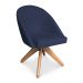 Kit 06 Poltronas Cadeira Giratória Bela Suede Azul Marinho Base de Madeira - Pallazio
